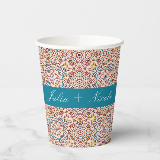 幾何スタイル銅金属結婚の 紙コップ (左)