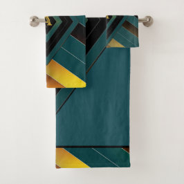 幾何ストライプの浴用タオルセット バスタオルセット