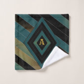 幾何ストライプの浴用タオルセット バスタオルセット (ウォッシュタオル)