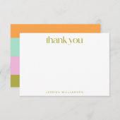 幾何ストライプグリーンパステルカスタムブライダルシャワー サンキューカード (正面/裏面)