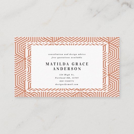 幾何タイポグラフィモダン名エレガント刺 名刺 (裏面)