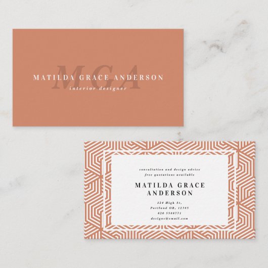 幾何タイポグラフィモダン名エレガント刺 名刺 (正面/裏面)