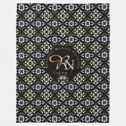 幾何タイル フリースブランケット (正面)