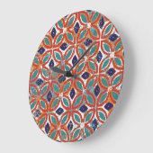 幾何タイル：民族ヴィンテージ背景。 ラージ壁時計 (傾斜)