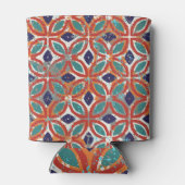 幾何タイル：民族ヴィンテージ背景。 缶クーラー (裏面)