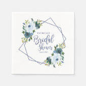 幾何ダスティブルーフローラブライダルシャワー スタンダードカクテルナプキン (正面)