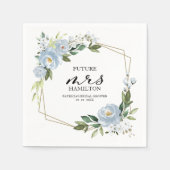 幾何ダスティブルーフローラブライダルシャワー スタンダードカクテルナプキン (正面)