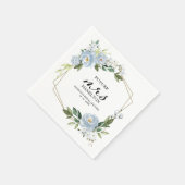 幾何ダスティブルーフローラブライダルシャワー スタンダードカクテルナプキン (角)