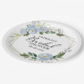 幾何ダスティブルーフローラブライダルシャワー ペーパープレート (アングル)