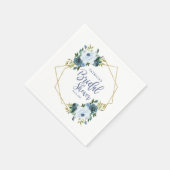 幾何ダスティブルー金ゴールドフローラブライダルシャワー スタンダードカクテルナプキン (角)