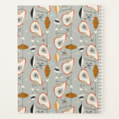 幾何ティール（緑がかった色）と青のパターン プランナー手帳 (裏面)