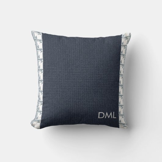 幾何テクスチャ暖かい青いトーンパターン クッション (正面)