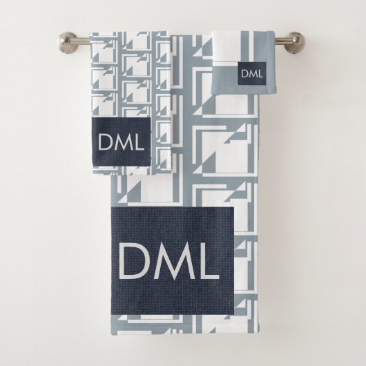 幾何テクスチャ暖かい青いトーンパターン バスタオルセット (インサイチュ)