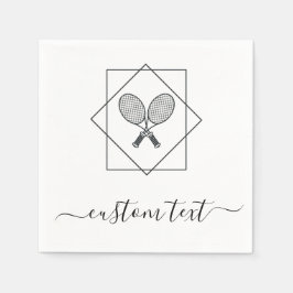 幾何テニスラケットヴィンテージレトロ白黒 スタンダードカクテルナプキン