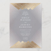 幾何デコ グレー ゴールド ガッツビー ウェディング 招待状 (正面)