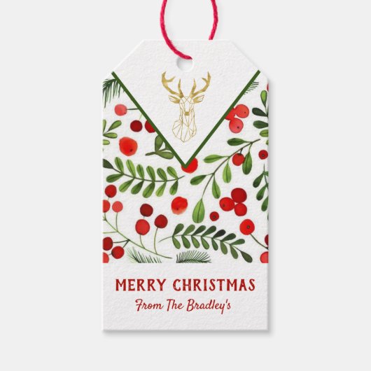 幾何トナカイのクリスマスプレゼントラベル ギフトタグ (正面)