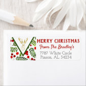 幾何トナカイのクリスマス差出人住所ラベル ラベル (インサイチュ)