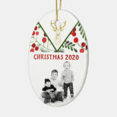 幾何トナカイモダンホリーフォトオーナメント セラミックオーナメント (左)