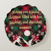 幾何トナカイ格子模様クリスマス装飾用クッション ラウンドクッション (裏面)