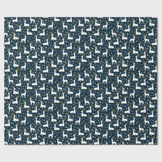 幾何トナカイ&スターズウィンターデザイン ラッピングペーパー (フラット)