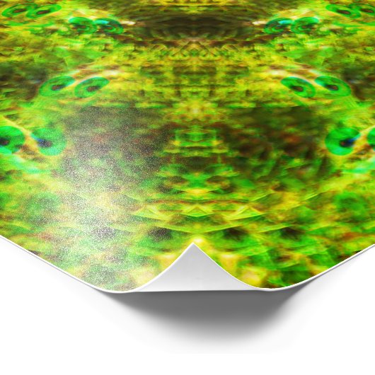 幾何トリップ(幻覚体験)のようなサイケデリック万華鏡のように千変万化するパターン孔雀 フォトプリント (角)