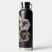 幾何ハニカム | 7フォトコラージュとモノグラム ウォーターボトル (背面)