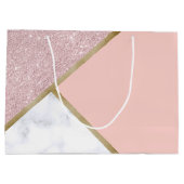 幾何バラエレガント金ゴールドグリッター白大理石 ラージペーパーバッグ (裏面)