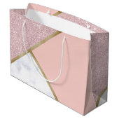 幾何バラエレガント金ゴールドグリッター白大理石 ラージペーパーバッグ (裏面アングル)