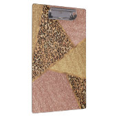 幾何バラ金ゴールド赤面グリッターヒョウパターン クリップボード (右)