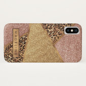 幾何バラ金ゴールド赤面グリッターLeopard Print Case-Mate iPhoneケース (裏面(横))