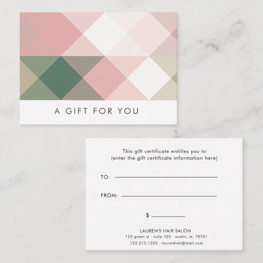 幾何パステルモダンギフト券 名刺 (正面/裏面)