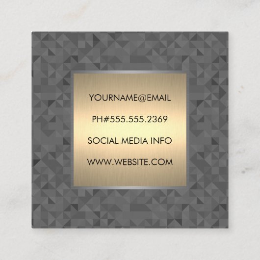 幾何パタモダンーン金ゴールドメタル スクエア名刺 (裏面)