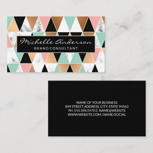 幾何パタモダンーン |大理石のカラーウェイ 名刺 (正面/裏面)