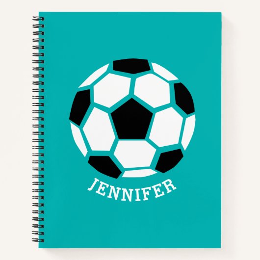 幾何パーソナライズされたサッカーボールキッズスポーツ ノートブック (正面)