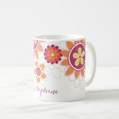 幾何パーソナライズされたレトロ花マグ コーヒーマグカップ (正面右)