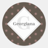 幾何パーソナライズされた度温暖ニュートラルブラウン ラウンドシール (正面)