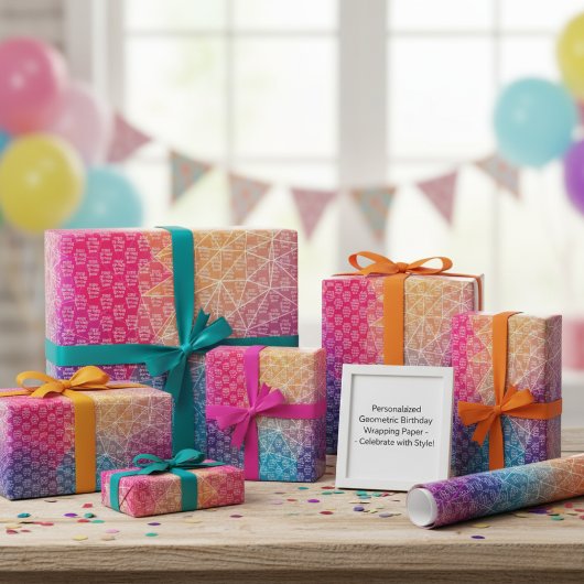幾何パーソナライズされた誕生日ラッピング紙 ラッピングペーパー
