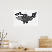 幾何ピーコックデザイン ポスター (キッチン)