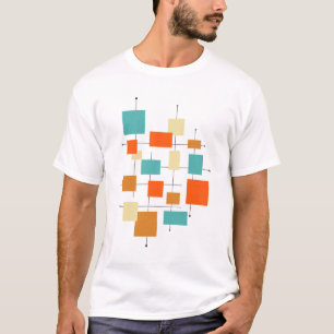 幾何ファンキー正方形ミッドセンチュリーレトロ Tシャツ