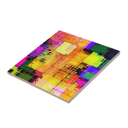 幾何ファンキー色数々のデザイン タイル (側面)