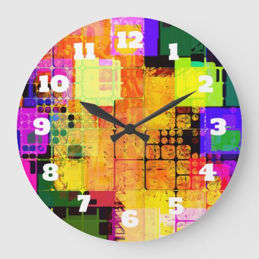 幾何ファンキー色数々のデザイン ラージ壁時計 (正面)