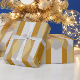 幾何ファンシーモダン金ゴールドとシルバーグレー ラッピングペーパー