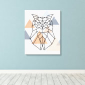 幾何フクロウデザイン キャンバスプリント (インサイチュ (ウッドフロア))