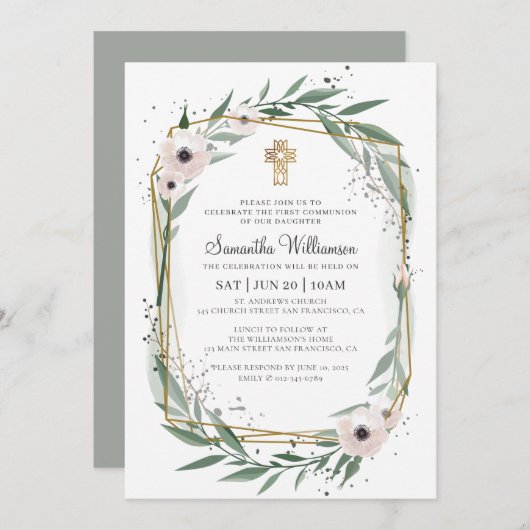 幾何フローラ交差 招待状 (正面/裏面)