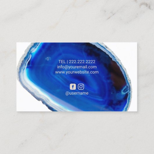 幾何ブルーアゲイト美しいモダンサロン 名刺 (裏面)