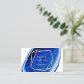 幾何ブルーアゲイト美しいモダンサロン 名刺 (スタンド正面)