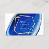 幾何ブルーアゲイト美しいモダンサロン 名刺 (正面)