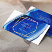 幾何ブルーアゲイト美しいモダンサロン 名刺