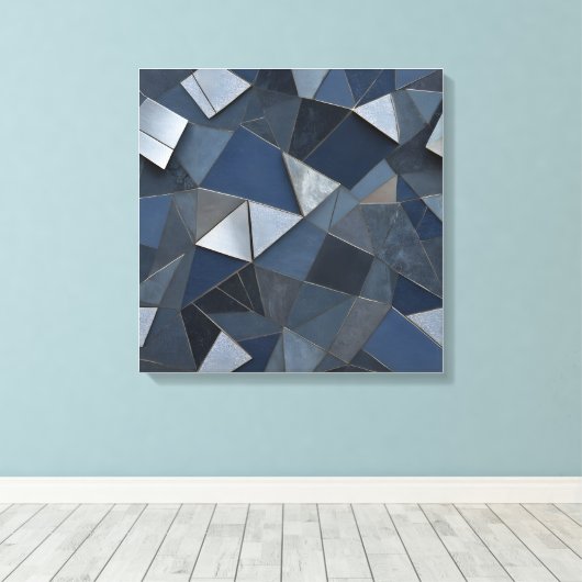 幾何ブルース抽象芸術タイルモザイク キャンバスプリント (インサイチュ (ウッドフロア))