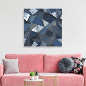 幾何ブルース抽象芸術タイルモザイク キャンバスプリント (インサイチュ (リビング))